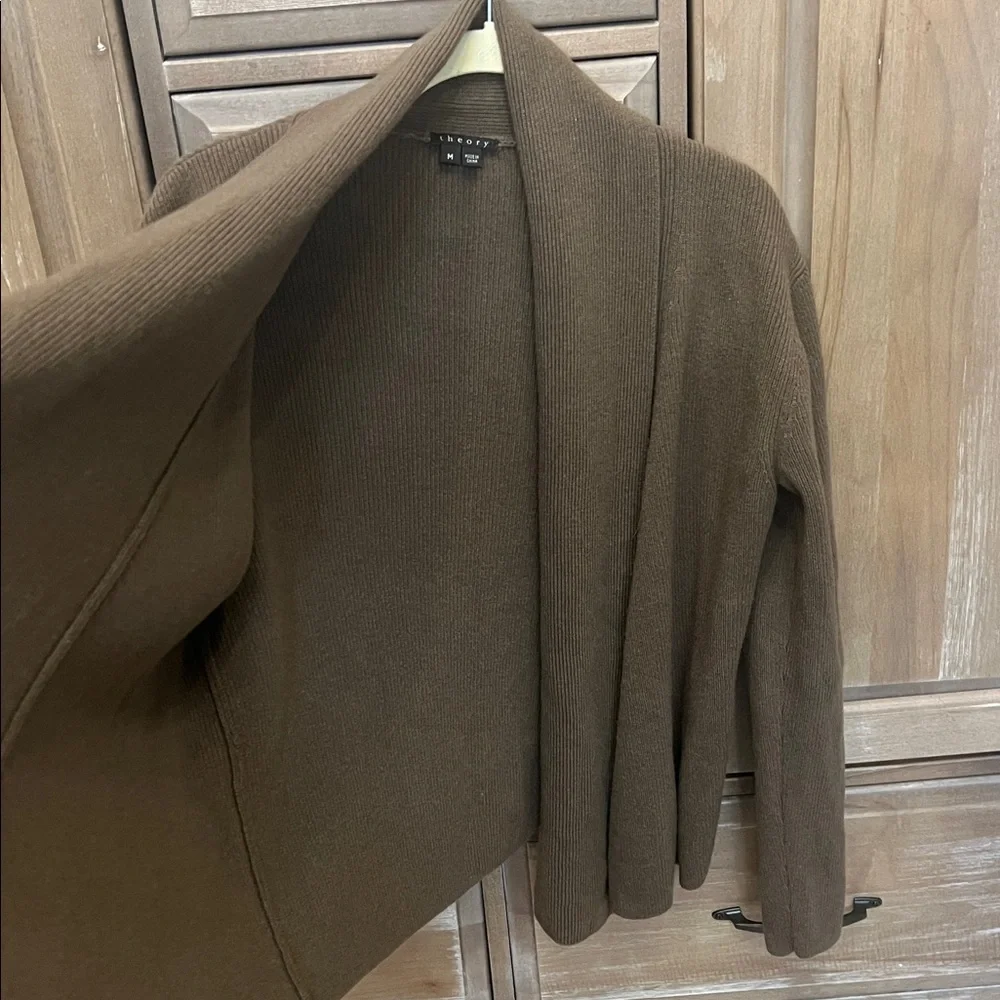 Theory Wool Cashmere Blend Open Front Cardigan Size M